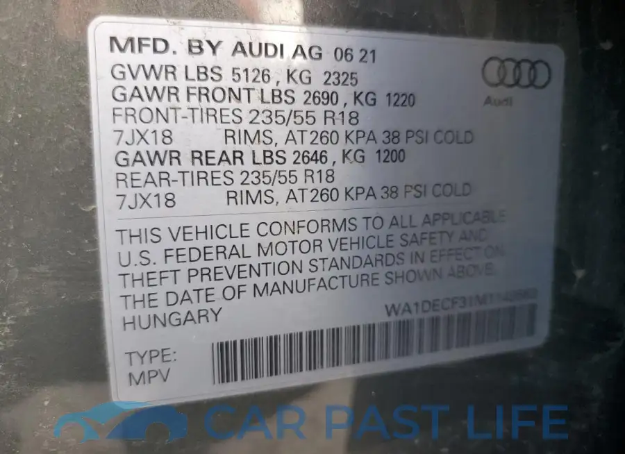 WA1DECF31M1149663# 12