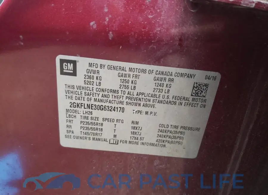2GKFLNE30G6324170# 12