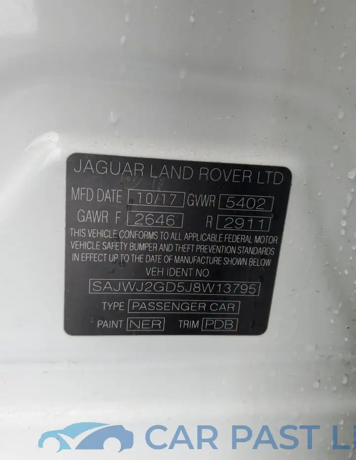 SAJWJ2GD5J8W13795# 12