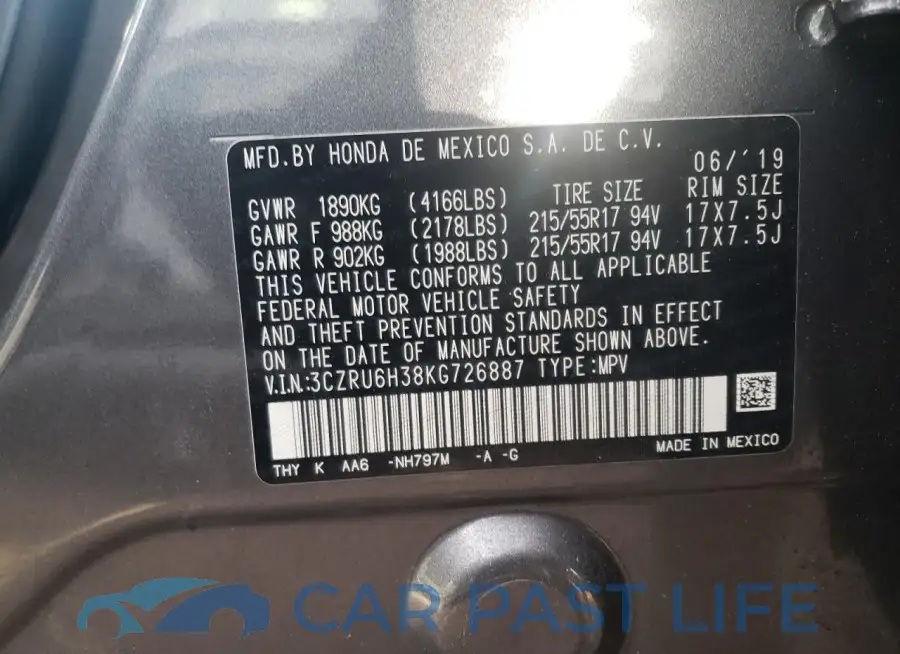 3CZRU6H38KG726887# 14