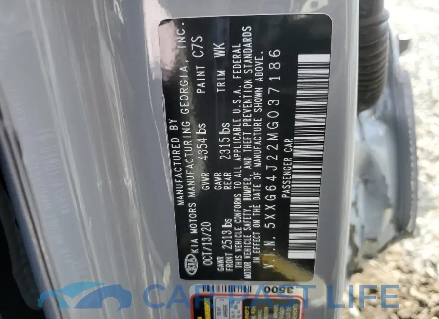 5XXG64J22MG037186# 12
