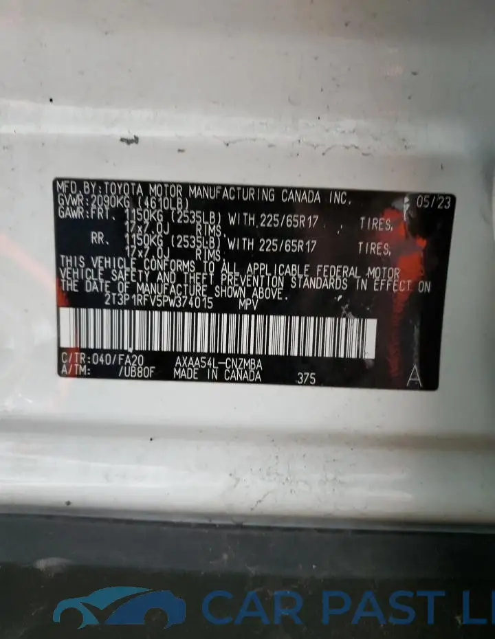 2T3P1RFV5PW374015# 13