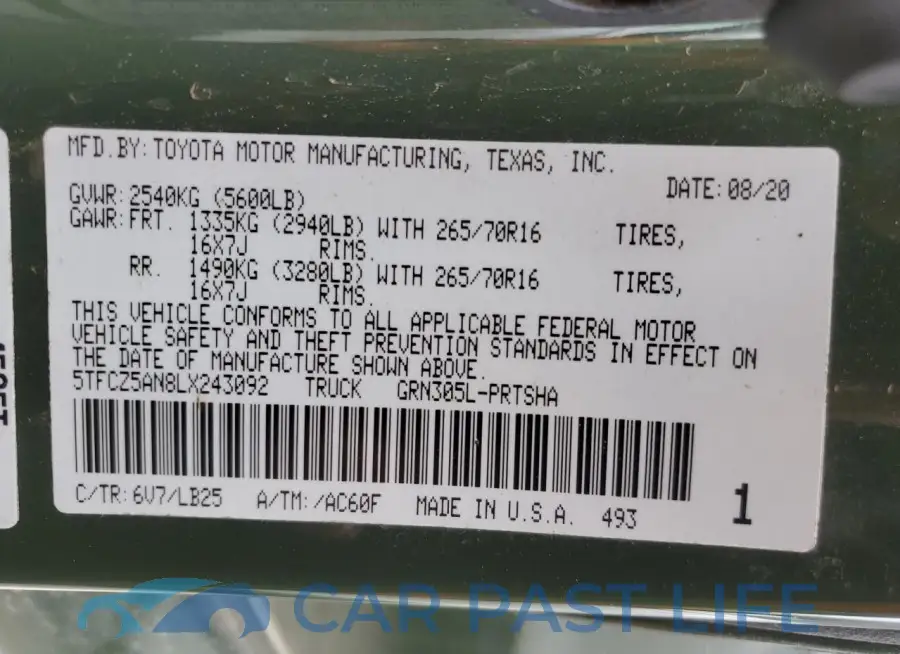5TFCZ5AN8LX243092# 12