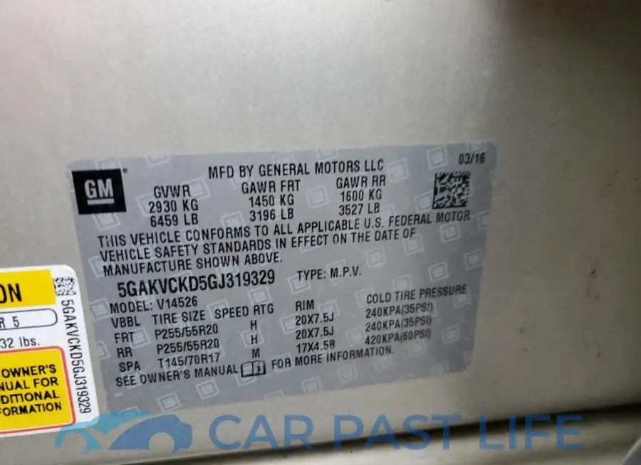 5GAKVCKD5GJ319329# 14