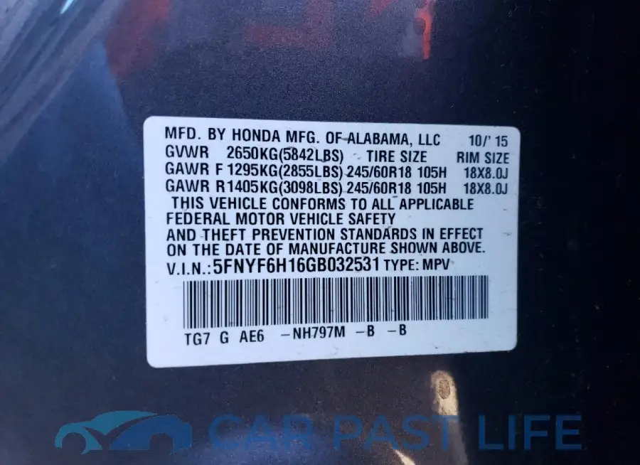 5FNYF6H16GB032531# 12