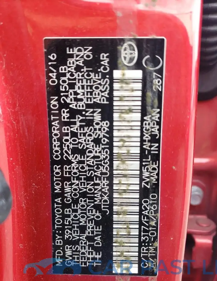 JTDKARFU5G3519798# 13