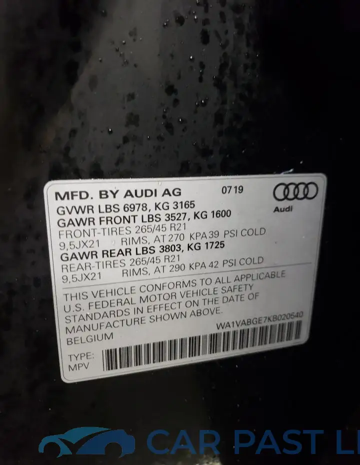 WA1VABGE7KB020540# 12