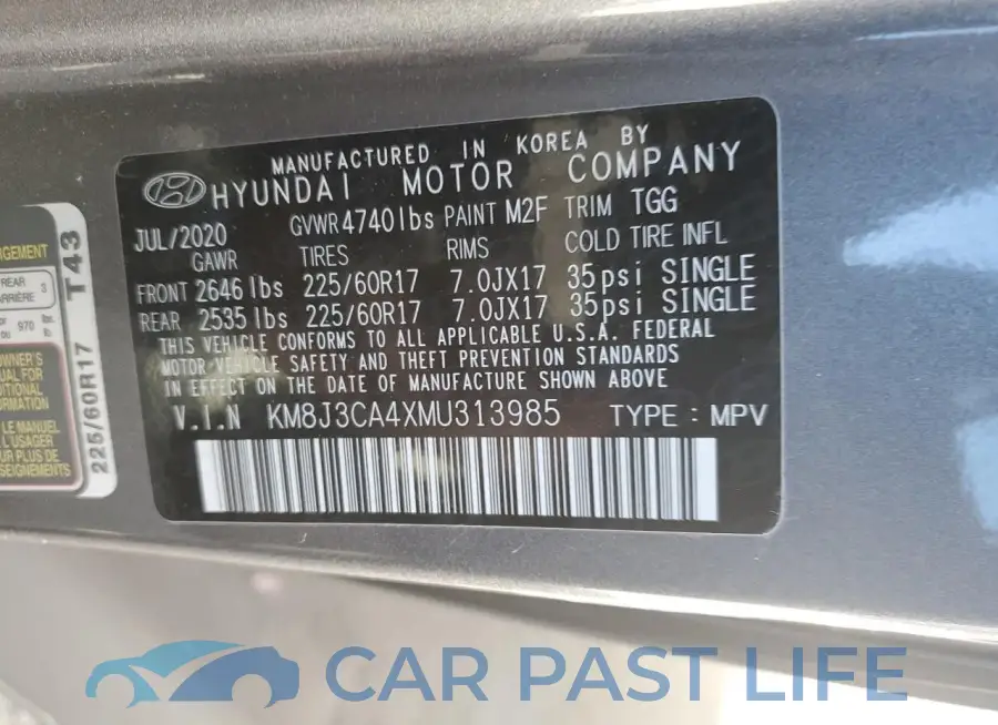 KM8J3CA4XMU313985# 13