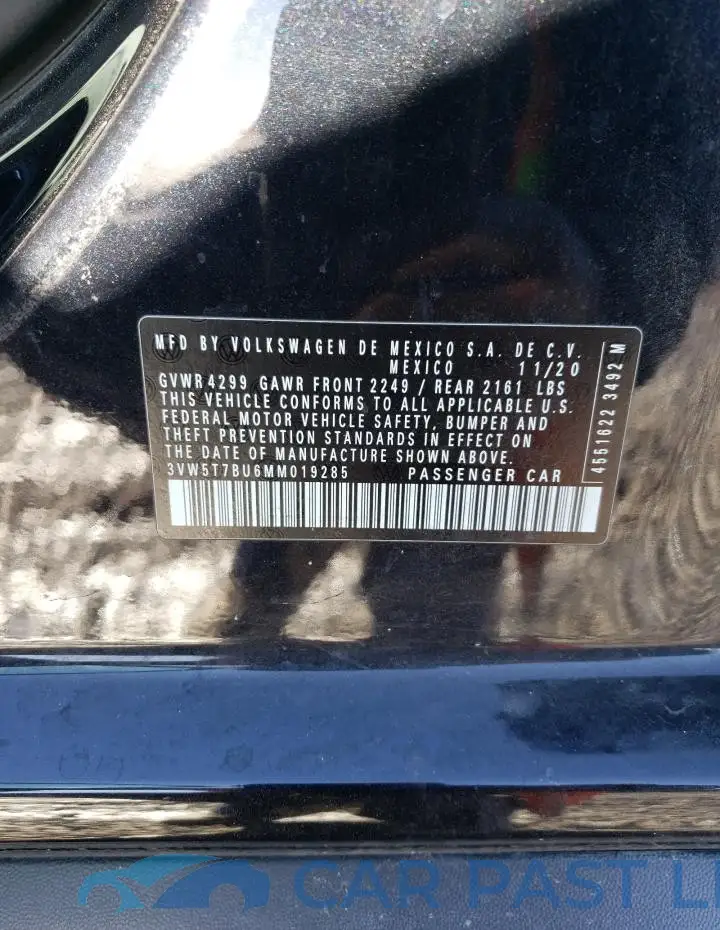 3VW5T7BU6MM019285# 12
