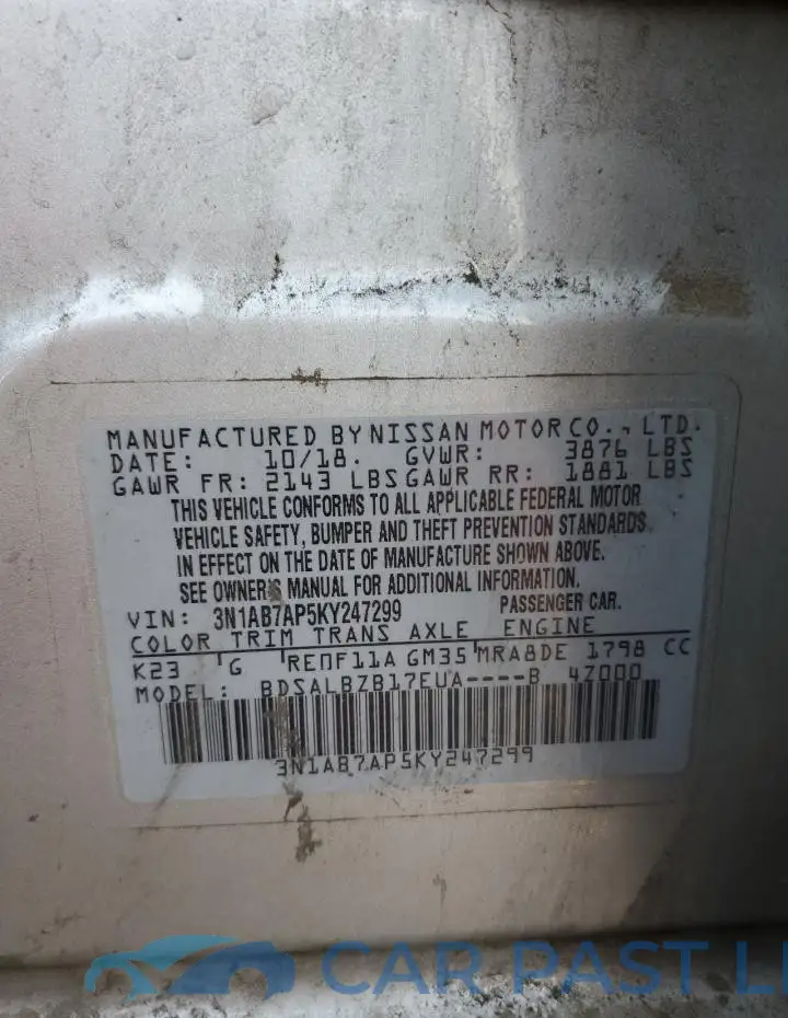 3N1AB7AP5KY247299# 12