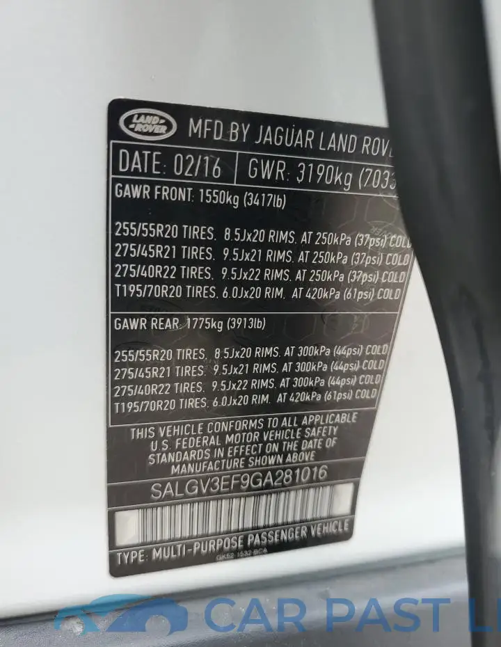 SALGV3EF9GA281016# 13