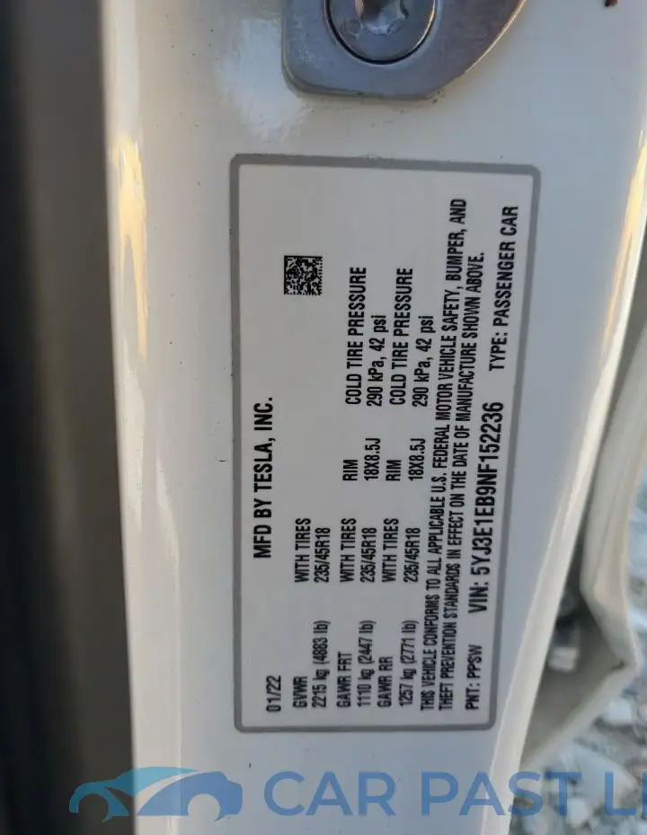5YJ3E1EB9NF152236# 12