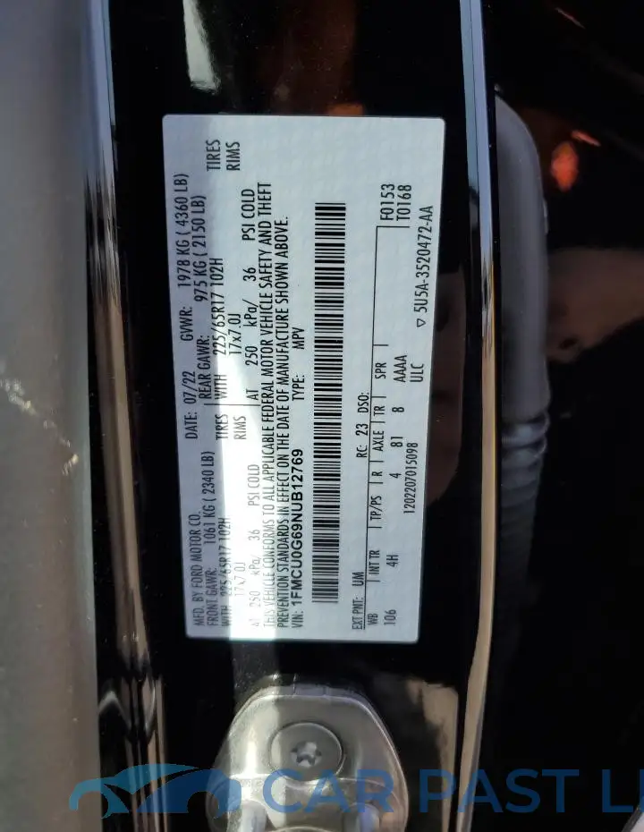1FMCU0G69NUB12769# 13
