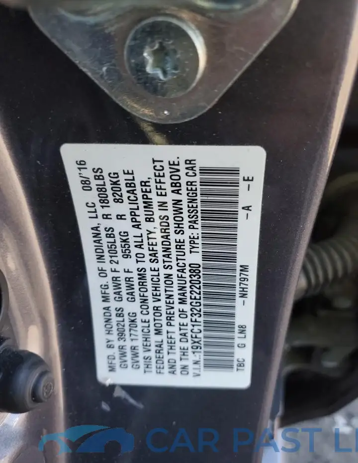 19XFC1F32GE220380# 13
