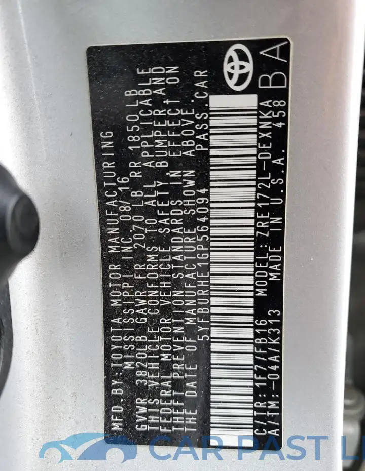 5YFBURHE1GP564094# 13