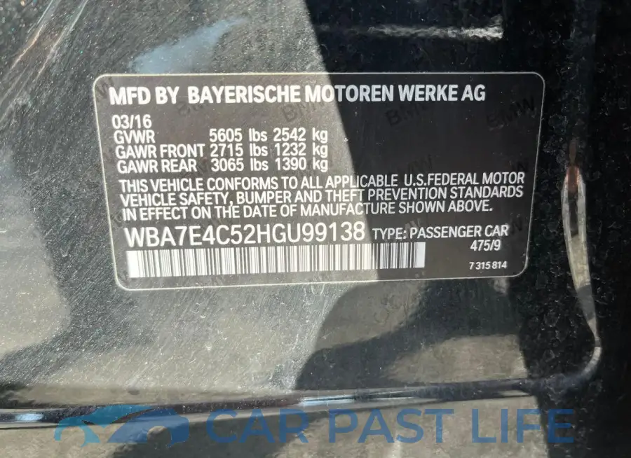 WBA7E4C52HGU99138# 10