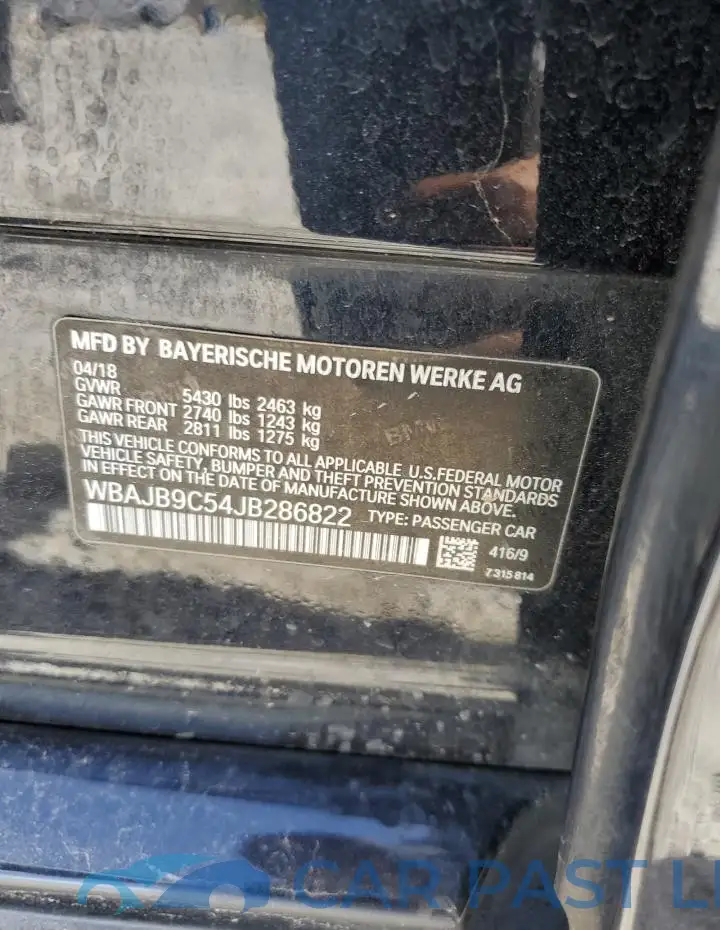 WBAJB9C54JB286822# 12