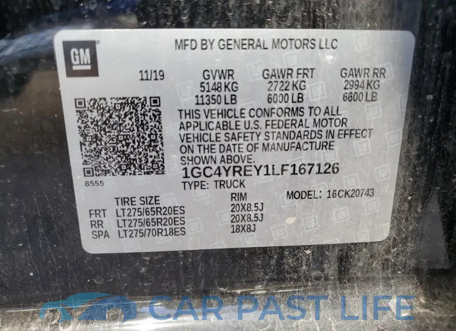 1GC4YREY1LF167126# 12
