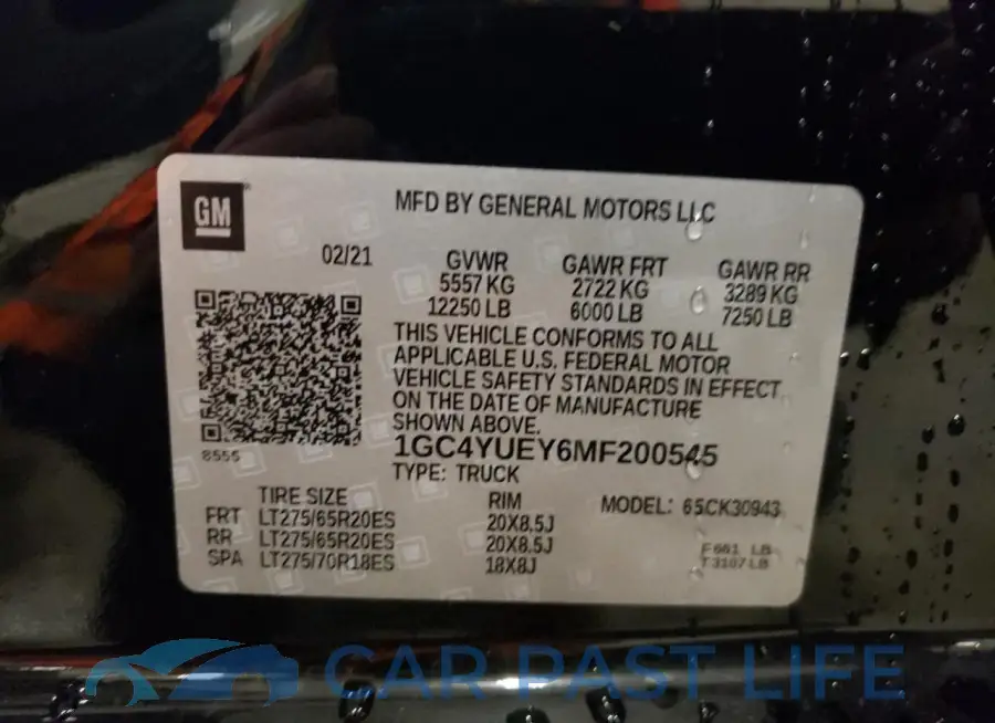 1GC4YUEY6MF200545# 12