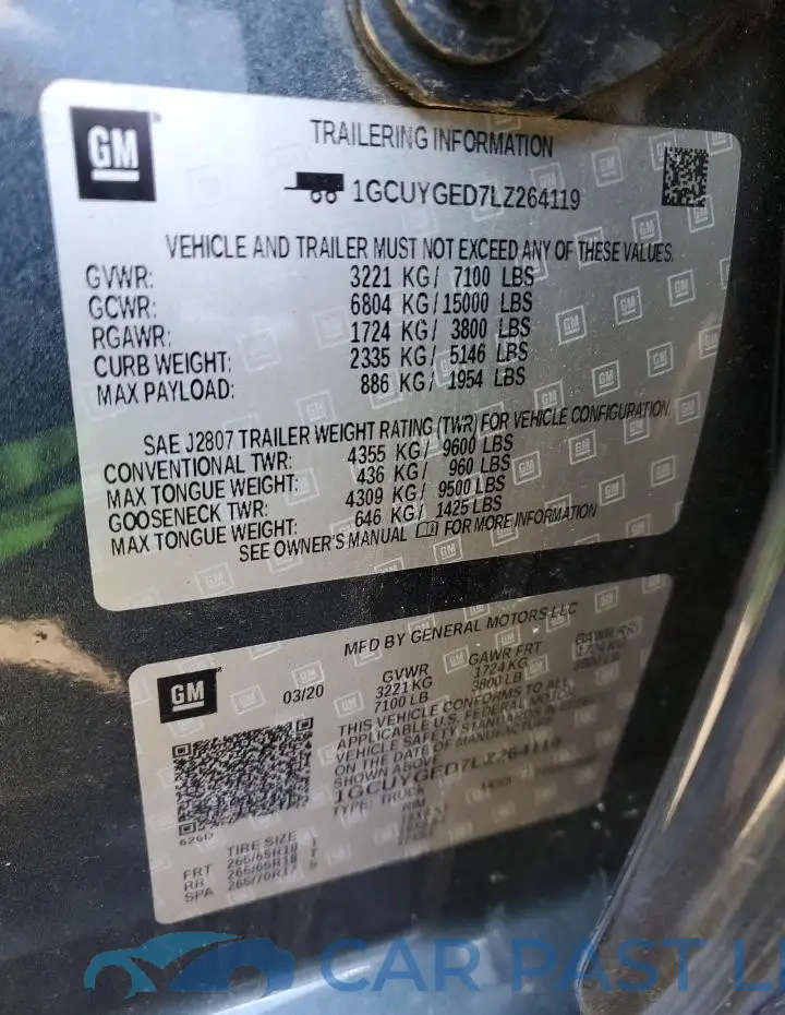 1GCUYGED7LZ264119# 12