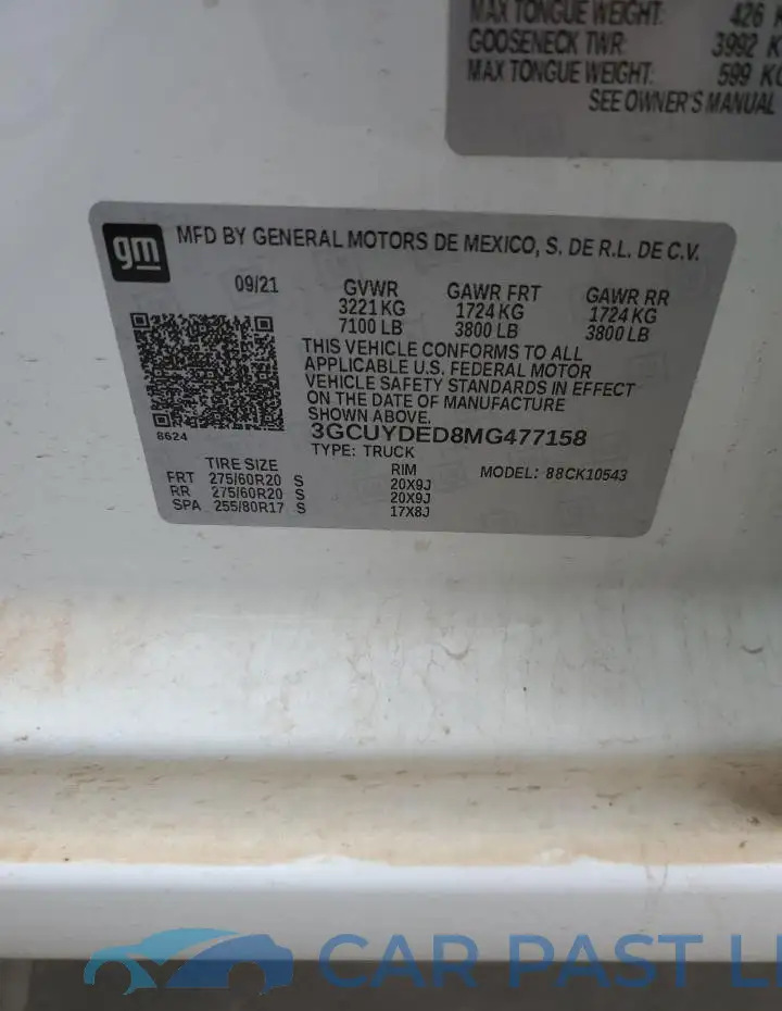 3GCUYDED8MG477158# 12