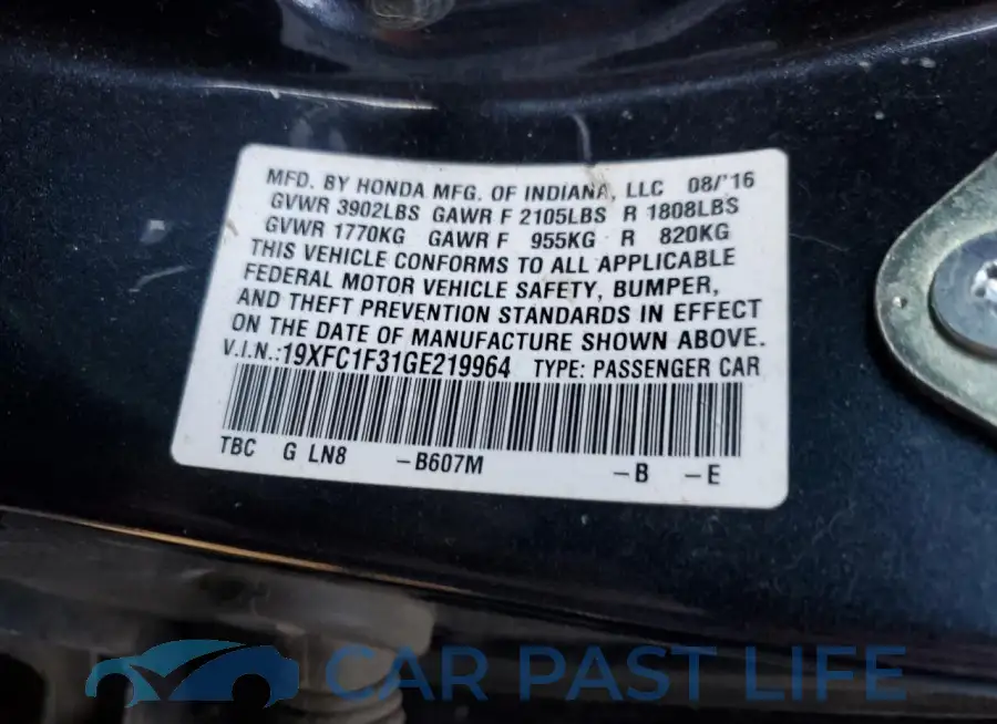 19XFC1F31GE219964# 12