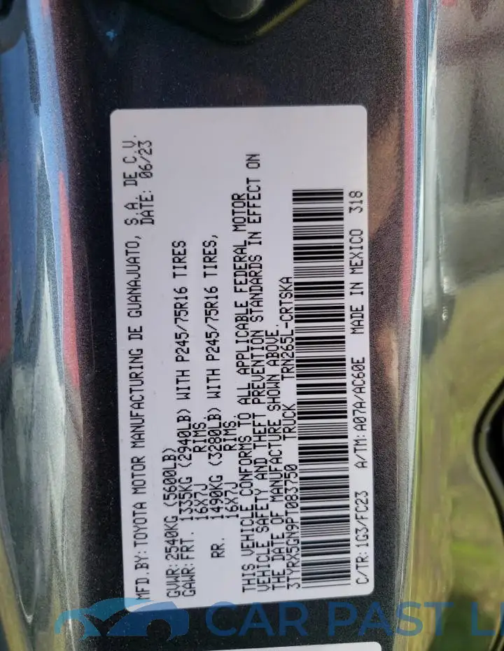3TYRX5GN9PT083750# 12