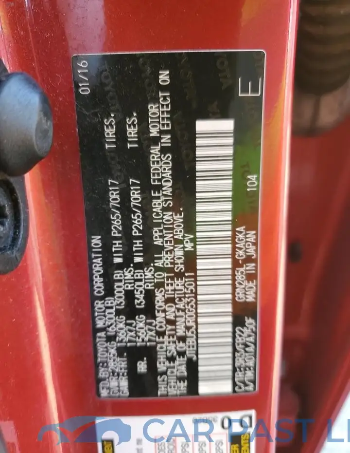 JTEBU5JR0G5315011# 12
