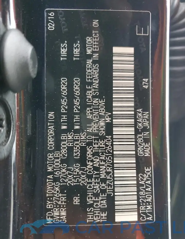 JTEZU5JR7G5126404# 14
