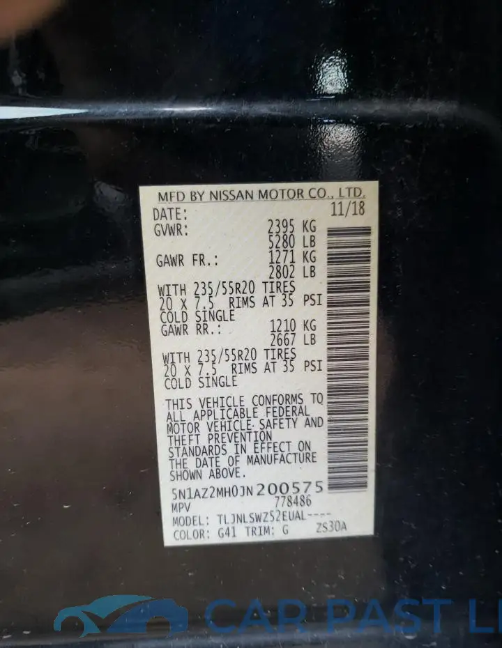5N1AZ2MH0JN200575# 12