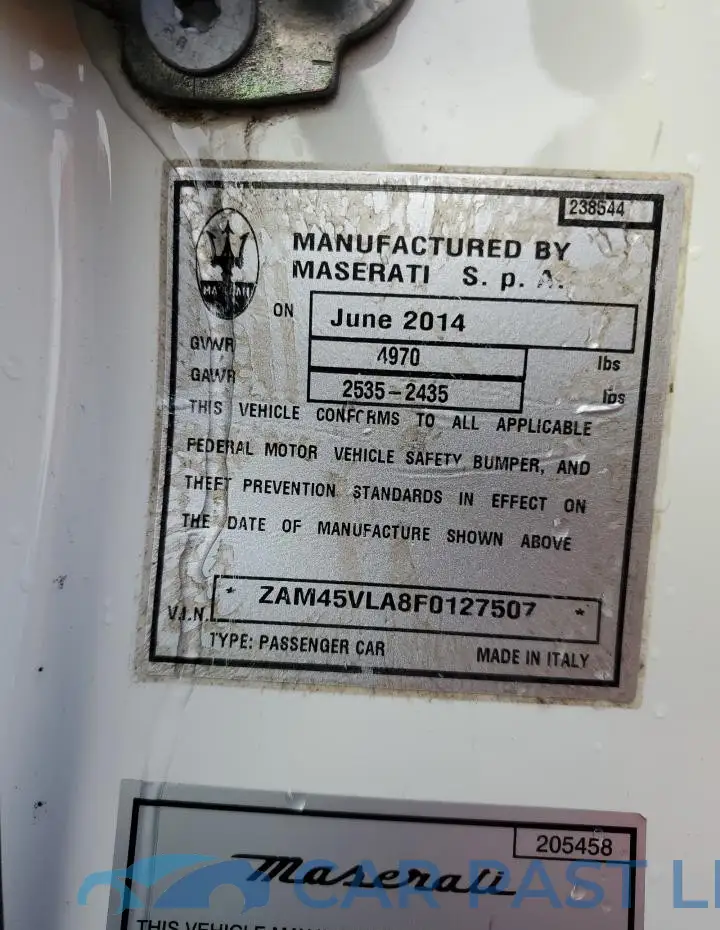 ZAM45VLA8F0127507# 12