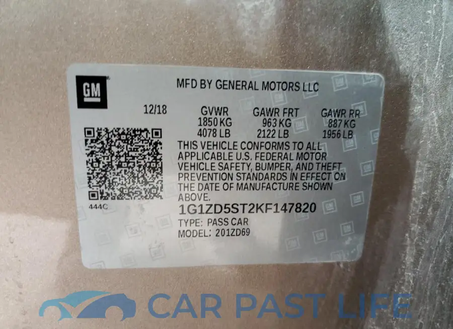 1G1ZD5ST2KF147820# 12