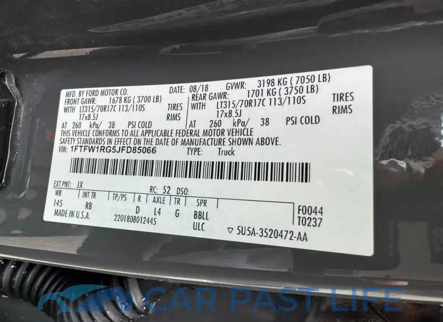 1FTFW1RG5JFD85066# 10