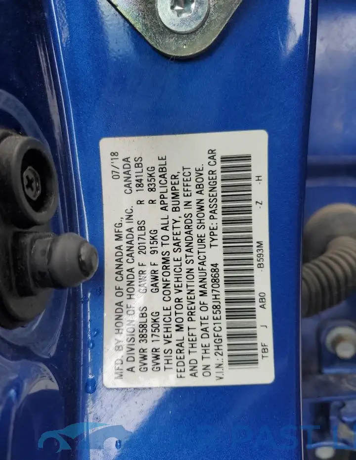 2HGFC1E58JH708684# 13