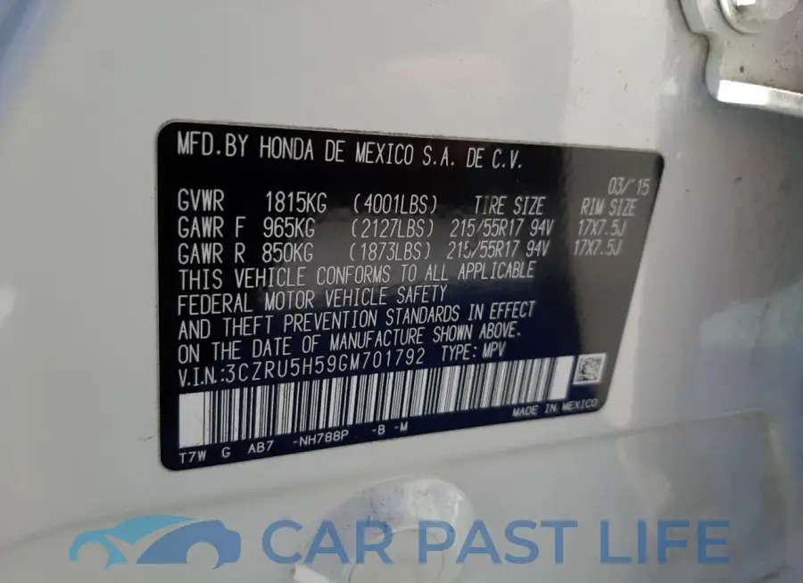 3CZRU5H59GM701792# 13