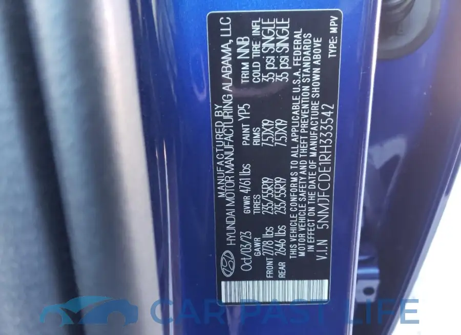5NMJFCDE1RH333542# 12