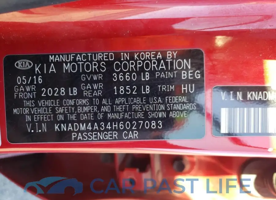 KNADM4A34H6027083# 13