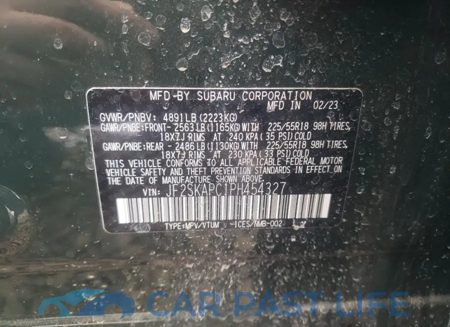 JF2SKAPC1PH454327# 12