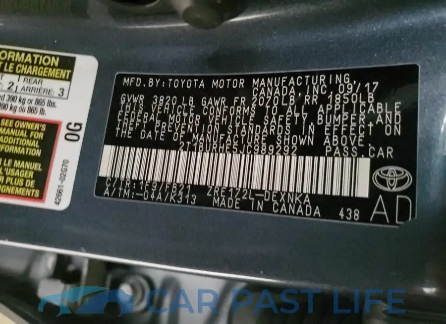 2T1BURHE5JC989292# 12