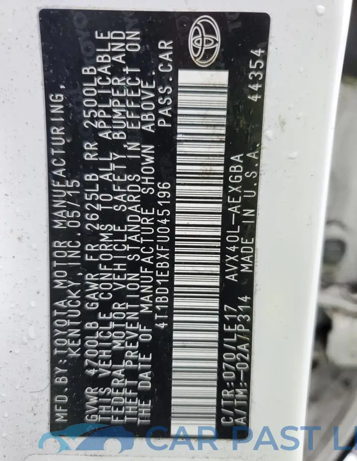 4T1BD1EBXFU045196# 12