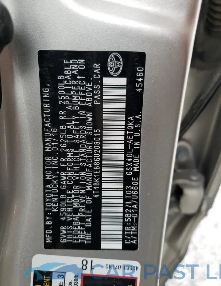 4T1BK1EB8GU208015# 12