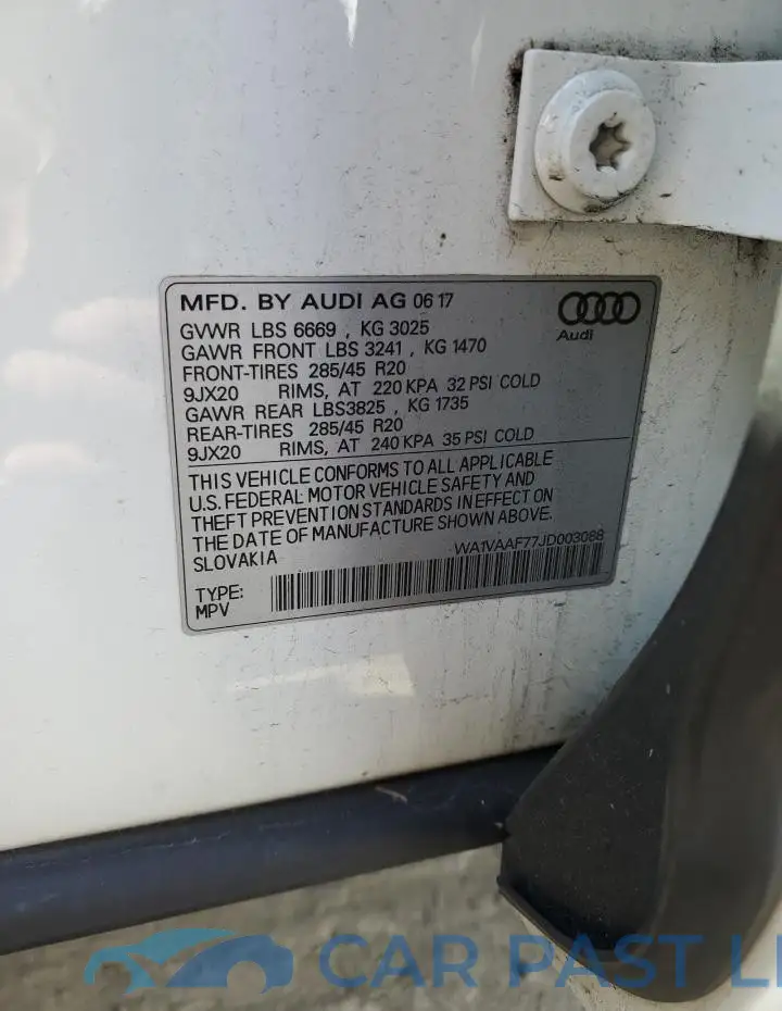 WA1VAAF77JD003088# 12