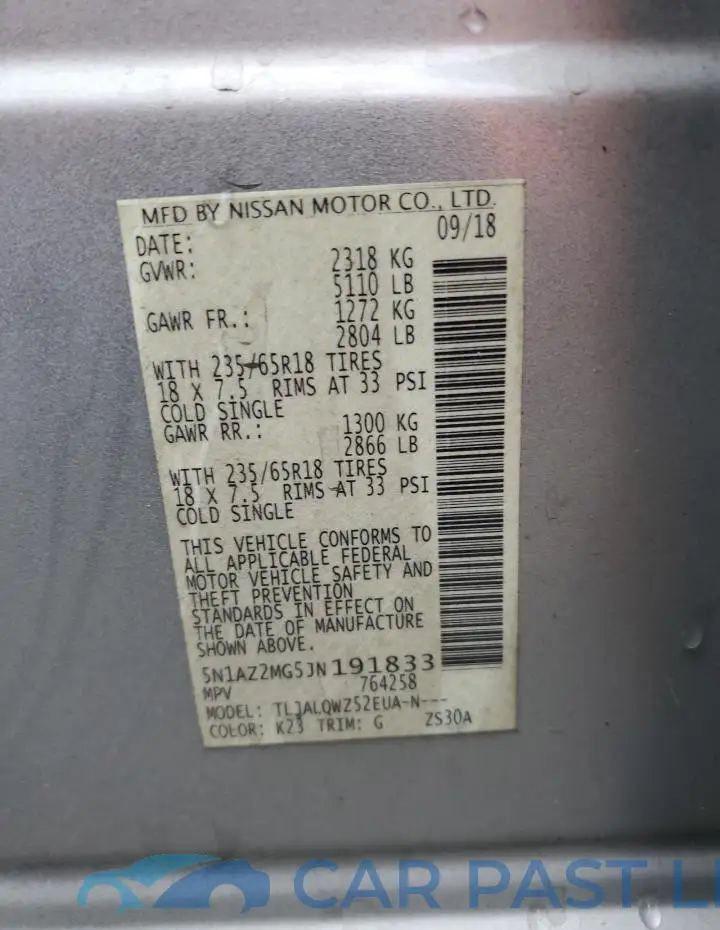 5N1AZ2MG5JN191833# 13