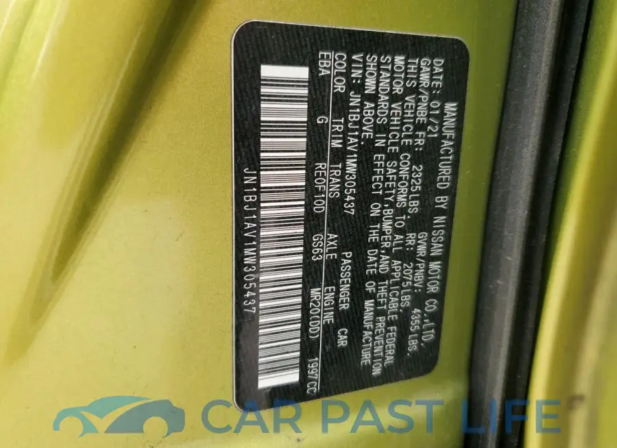 JN1BJ1AV1MW305437# 13