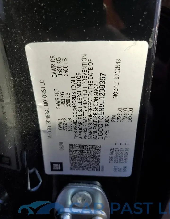 1GCGTCEN9L1238357# 12