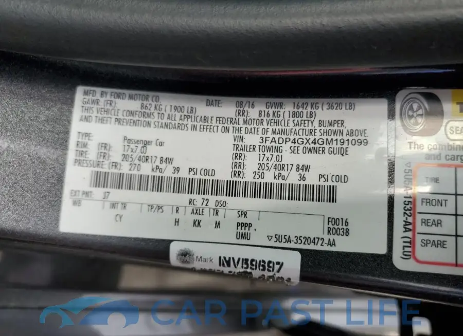 3FADP4GX4GM191099# 12