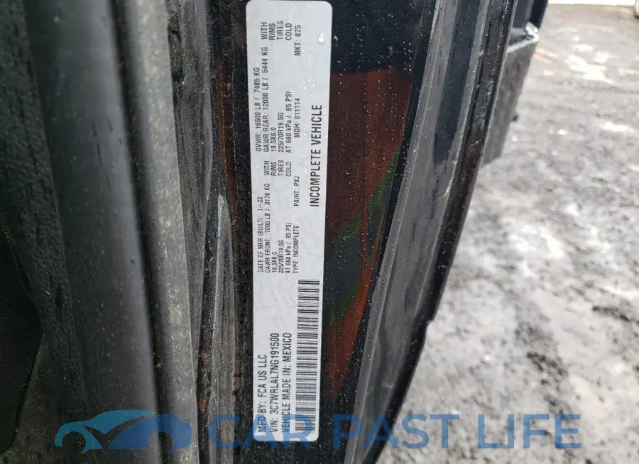 3C7WRLAL7NG191500# 12