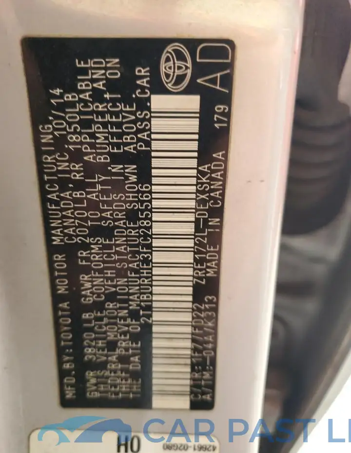2T1BURHE3FC285566# 13