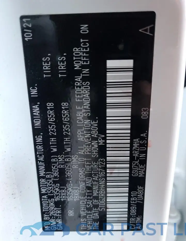 5TDGZRBH4NS167123# 13