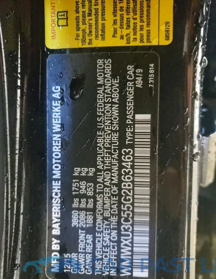 WMWXU3C55G2B63463# 13